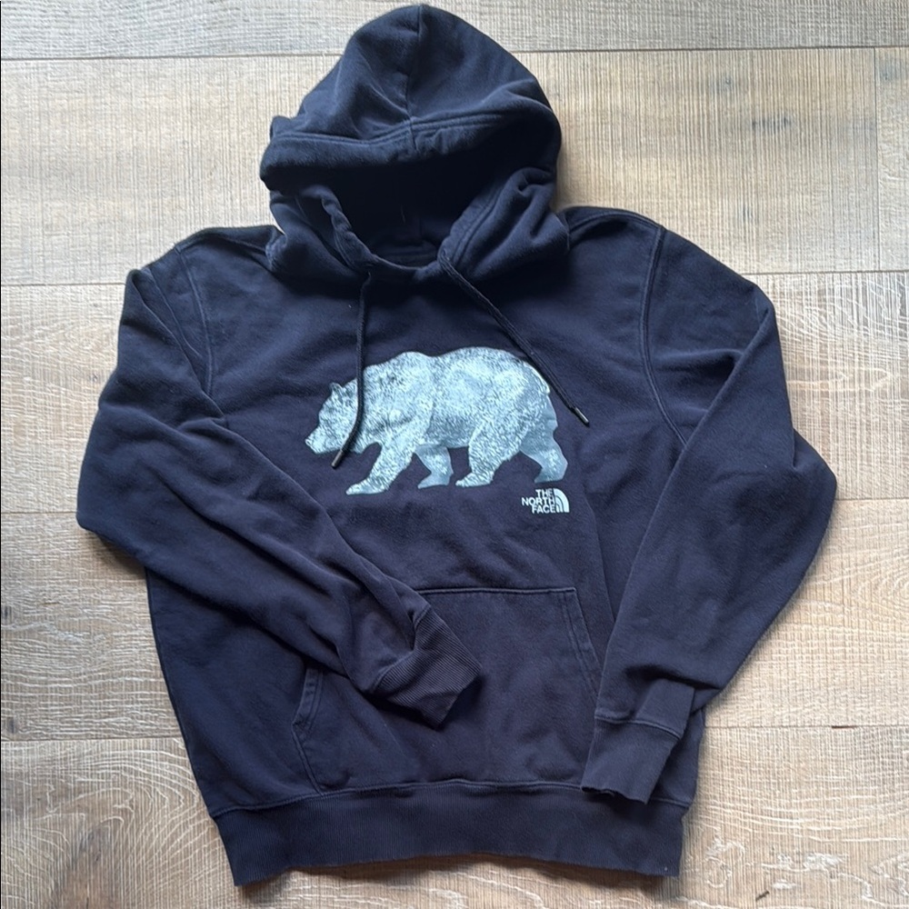 The North Face Black Hoodie with Bear Graphic